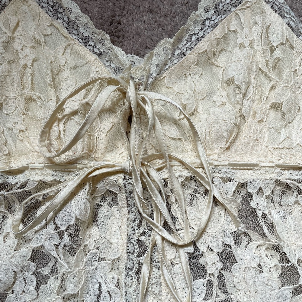 Free People Cream Lace Tie-Front Camisole Tank - Picture 3 of 3